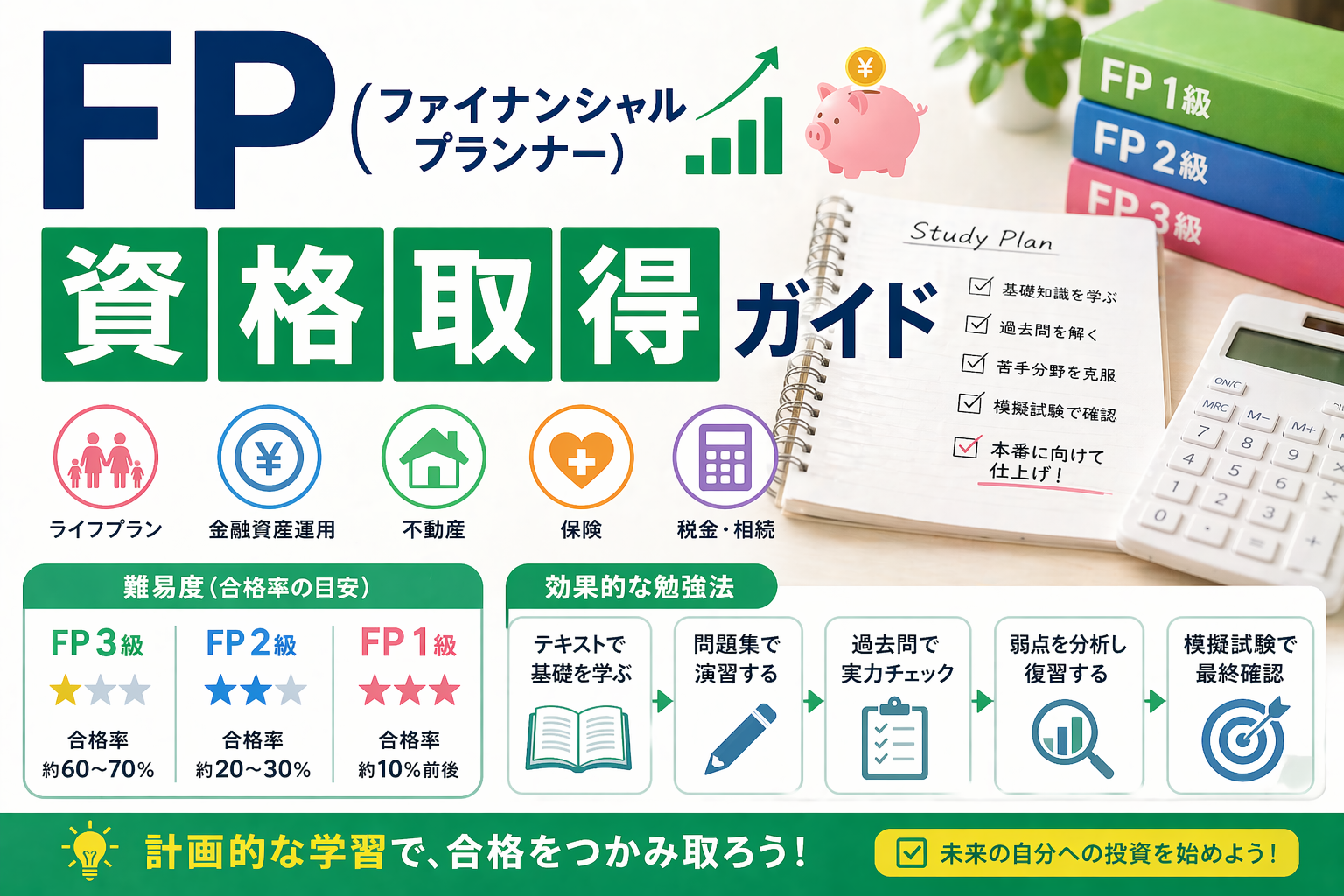 FP（ファイナンシャルプランナー）資格取得ガイド2026｜難易度・勉強法・実用性を徹底解説