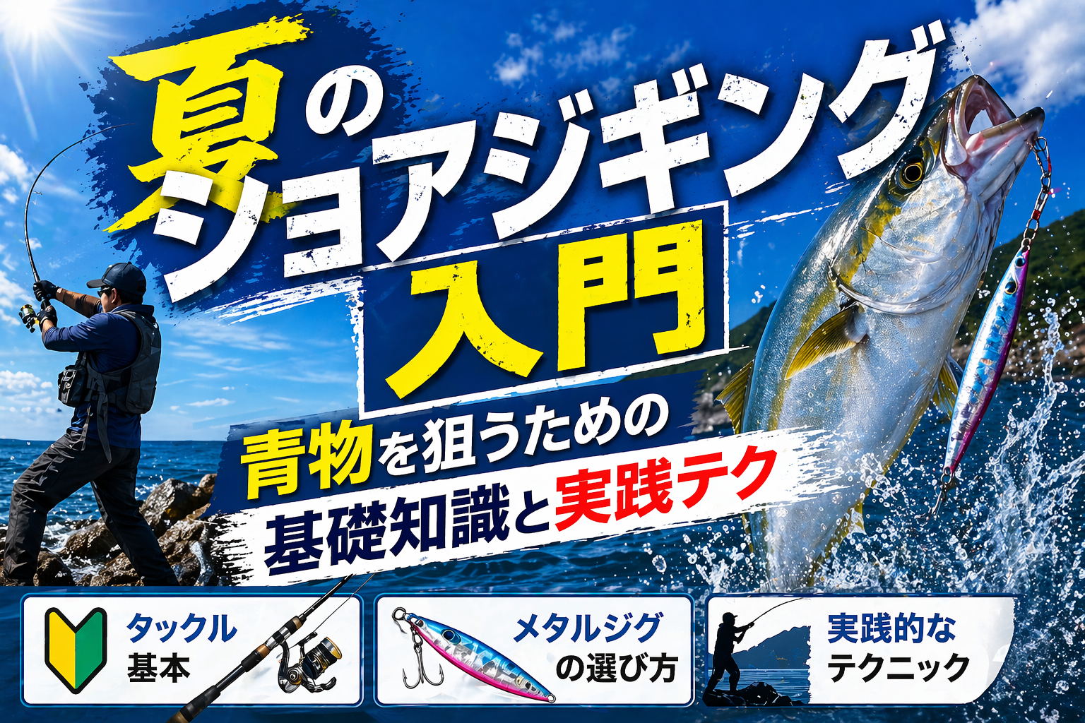 夏のショアジギング入門完全ガイド2026｜青物（ハマチ・ブリ・カンパチ）攻略タックル選びと基本ジャーク3パターン
