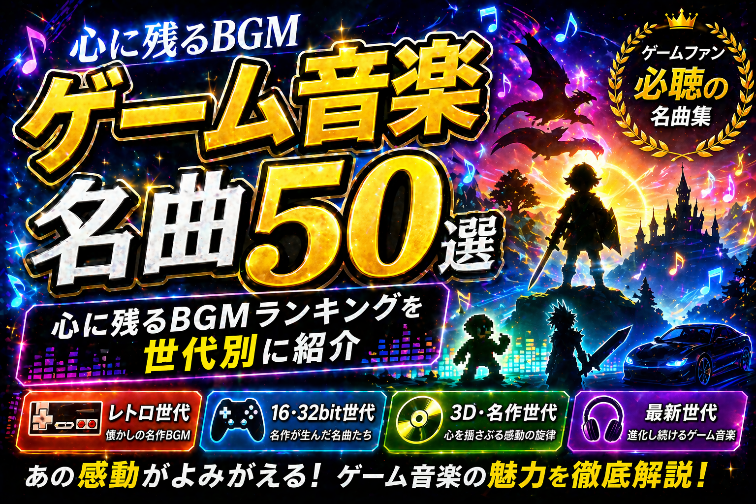 ゲーム音楽名曲50選2026｜世代別BGMランキング・神曲を作曲家別に厳選