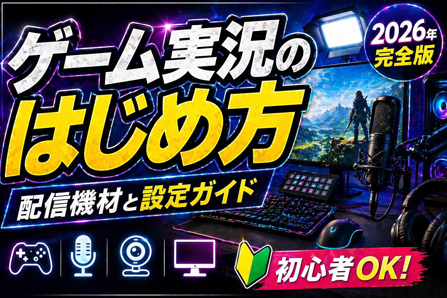 ゲーム実況のはじめ方2026｜配信機材・OBS設定・収益化までの完全ロードマップ