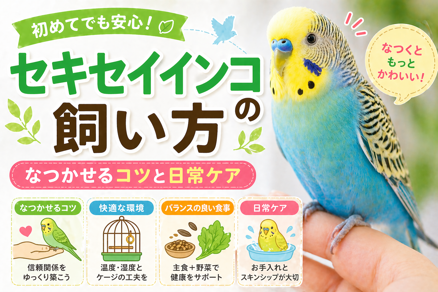 セキセイインコの飼い方｜なつかせるコツと日常ケア