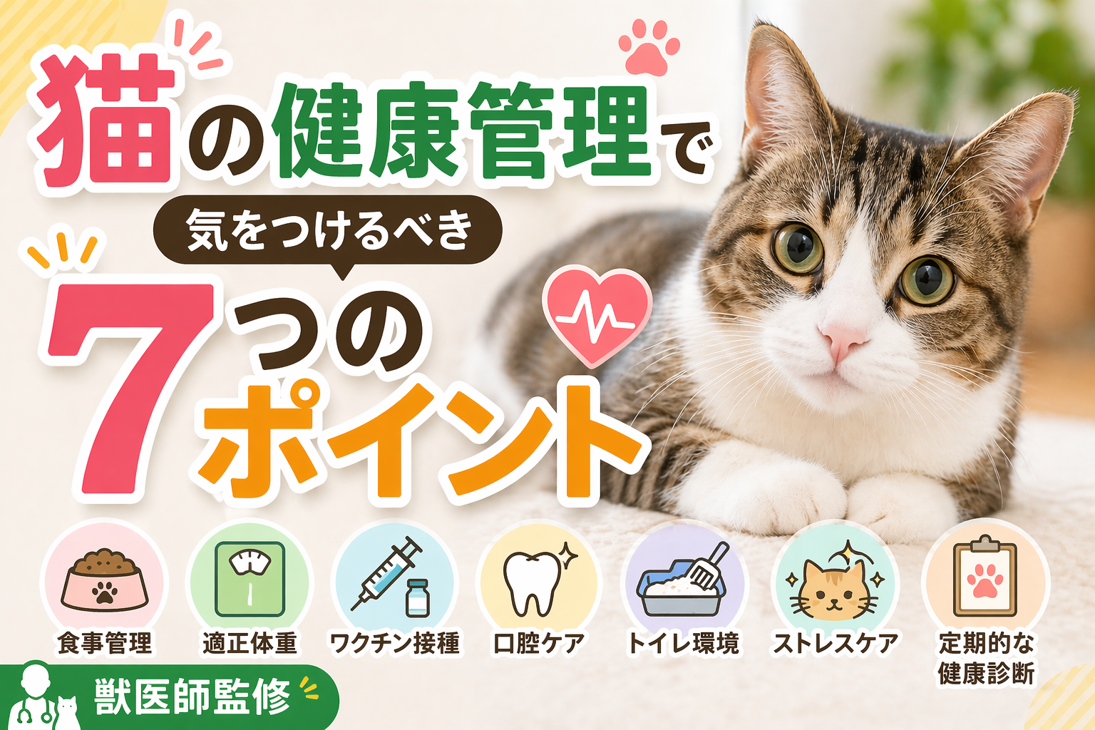 猫の健康管理で気をつけるべき7つのポイント｜獣医師監修