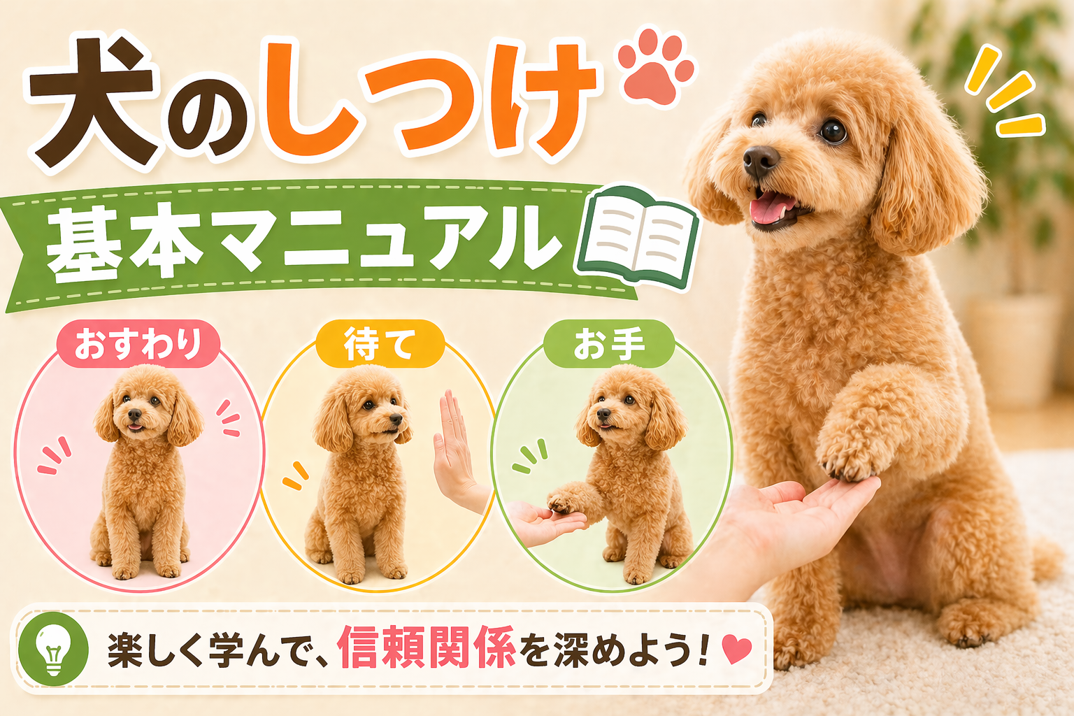 犬のしつけ基本マニュアル｜おすわり・待て・お手の教え方