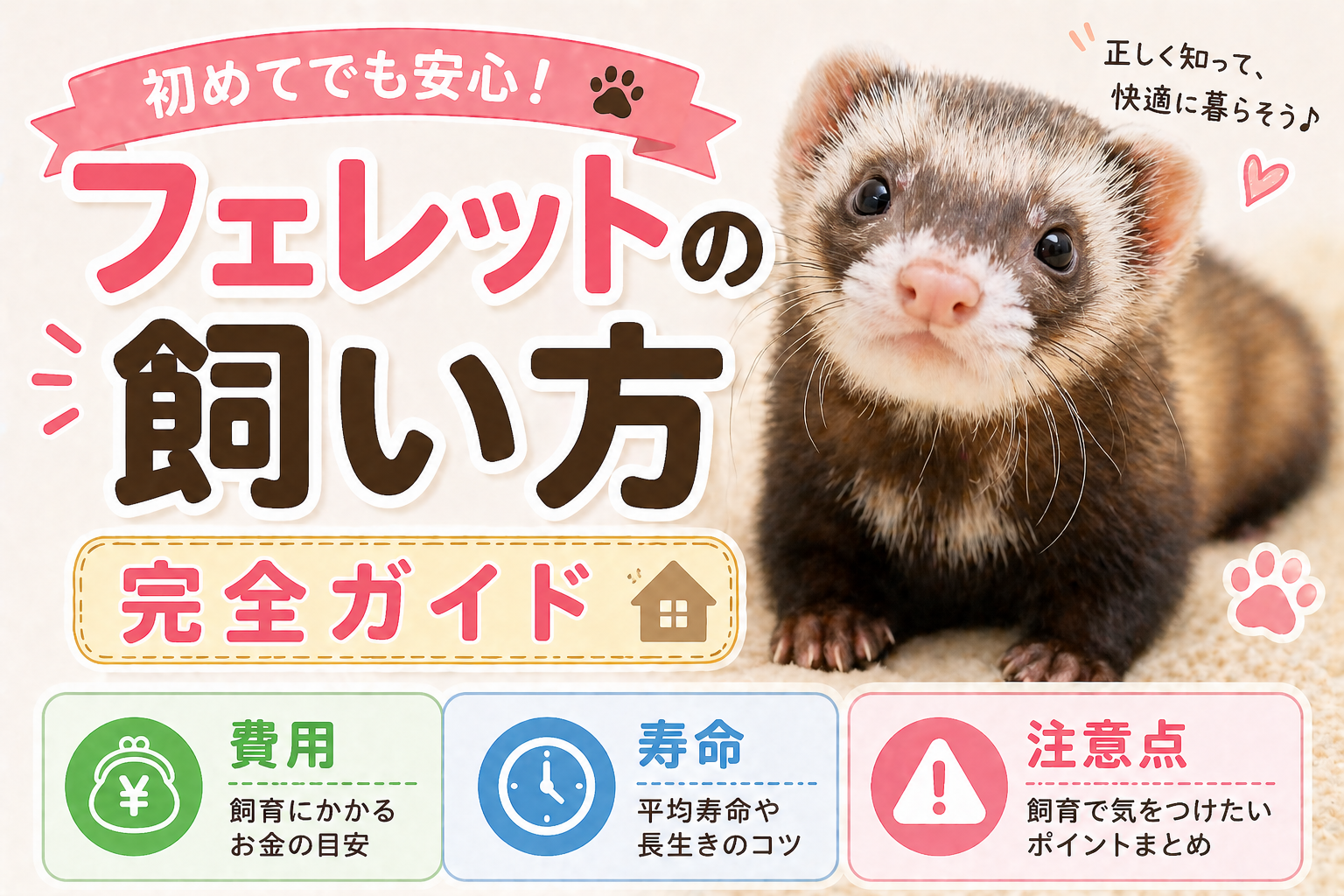 フェレットの飼い方完全ガイド｜費用・寿命・注意点まとめ