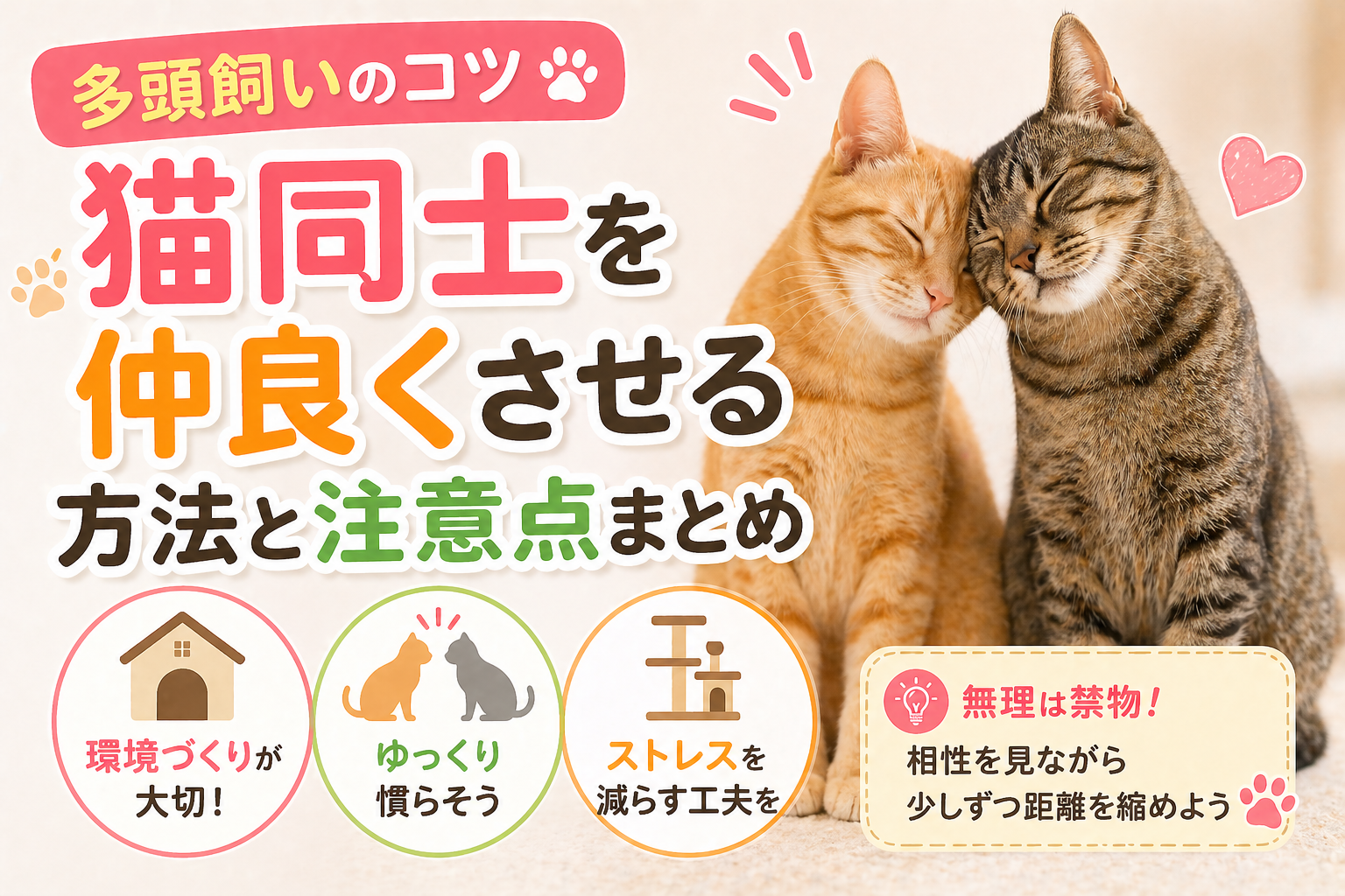 多頭飼いのコツ｜猫同士を仲良くさせる方法と注意点まとめ